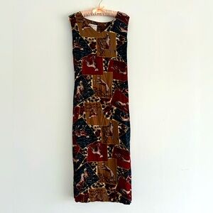 Vintage Y2K Betsy Lauren Petites Animal print jaguar jungle dress size 16p